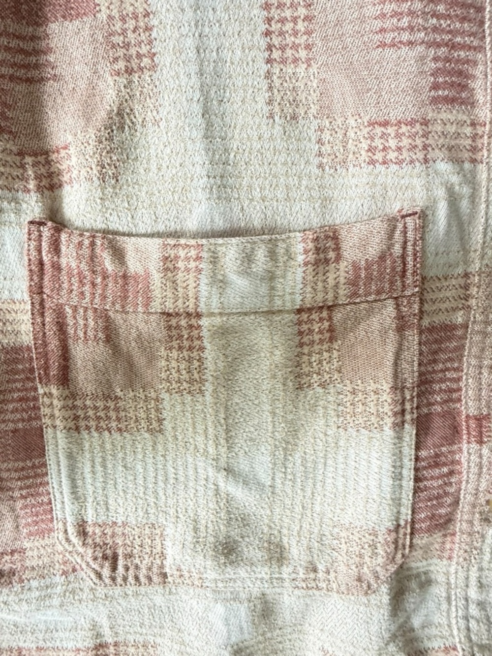 Free People We The Free Shirt Women L Beige Pink Plaid Button Up Long Sleeve - Picture 6 of 12